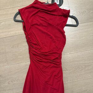 White Fox Red Mini Mock Neck Dress